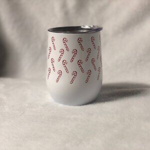 Christmas Tumbler - white with red & white candy cane design
